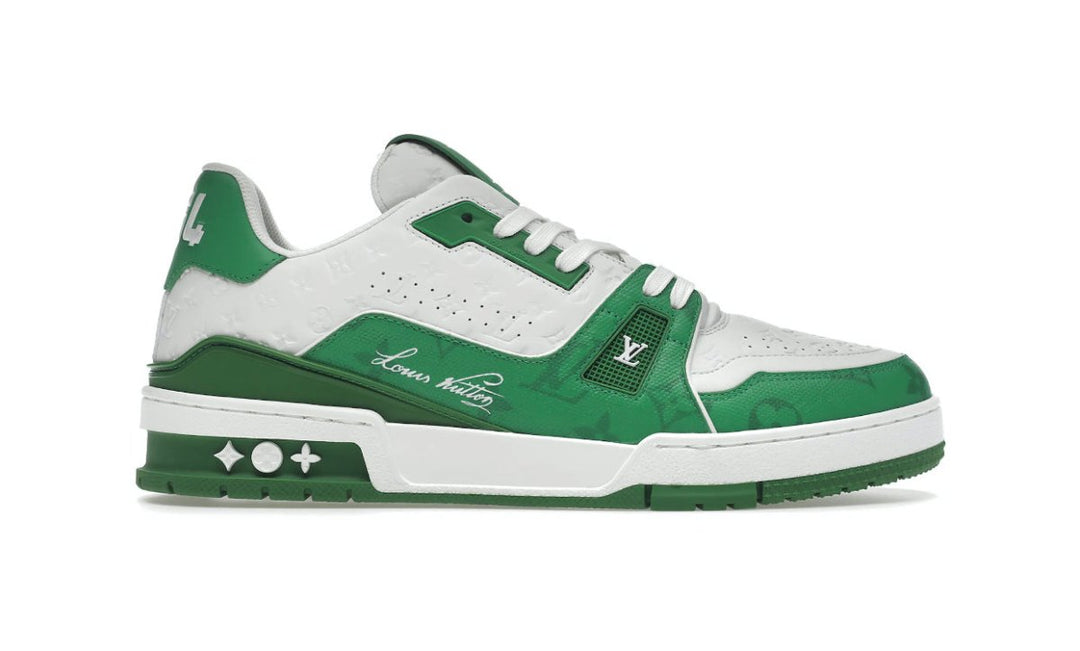 LOUIS VUITTON TRAINER SIGNATURE GREEN WHITE