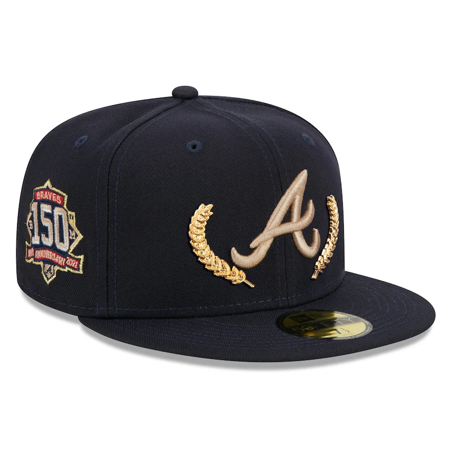 New Era Navy Atalanta Braves Gold Leaf 59Fifty