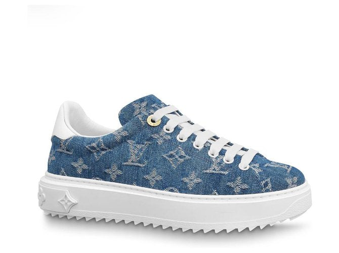 Louis Vuitton Blue Denim and Leather Time Out Lace Up Sneakers