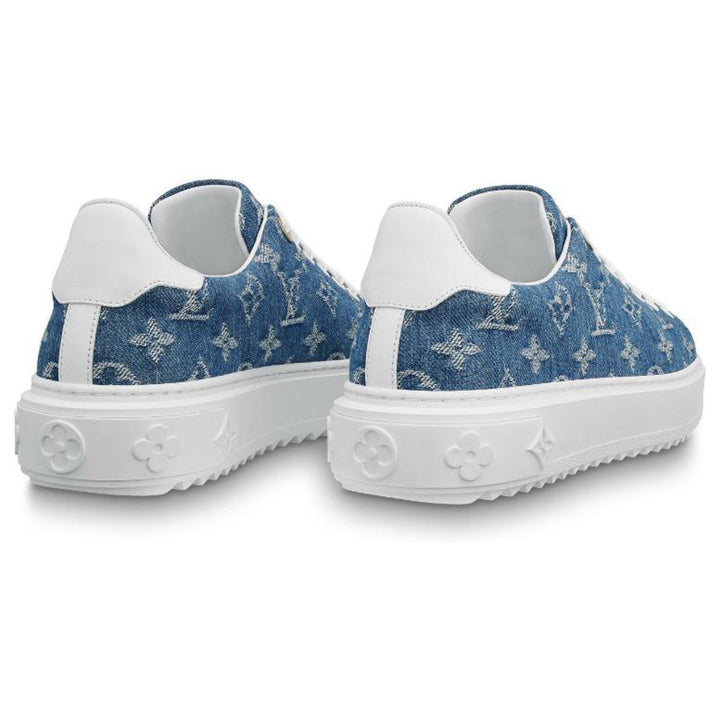 Louis Vuitton Blue Denim and Leather Time Out Lace Up Sneakers